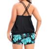 imageHolipick Women Plus Size Two Piece Tankini Swimsuit Tummy Control Bathing Suits Blouson Tankini Top with Boy ShortsGreen Flower