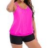 imageHolipick Women Plus Size Two Piece Tankini Swimsuit Tummy Control Bathing Suits Blouson Tankini Top with Boy ShortsHot Pink and Black