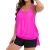 imageHolipick Women Plus Size Two Piece Tankini Swimsuit Tummy Control Bathing Suits Blouson Tankini Top with Boy ShortsHot Pink and Black