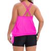 imageHolipick Women Plus Size Two Piece Tankini Swimsuit Tummy Control Bathing Suits Blouson Tankini Top with Boy ShortsHot Pink and Black