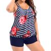 imageHolipick Women Plus Size Two Piece Tankini Swimsuit Tummy Control Bathing Suits Blouson Tankini Top with Boy ShortsNavy Blue Floral