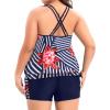 imageHolipick Women Plus Size Two Piece Tankini Swimsuit Tummy Control Bathing Suits Blouson Tankini Top with Boy ShortsNavy Blue Floral