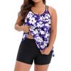 imageHolipick Women Plus Size Two Piece Tankini Swimsuit Tummy Control Bathing Suits Blouson Tankini Top with Boy ShortsPurple Flower