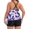 imageHolipick Women Plus Size Two Piece Tankini Swimsuit Tummy Control Bathing Suits Blouson Tankini Top with Boy ShortsPurple Flower
