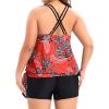imageHolipick Women Plus Size Two Piece Tankini Swimsuit Tummy Control Bathing Suits Blouson Tankini Top with Boy ShortsRed Floral