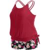 imageHolipick Women Plus Size Two Piece Tankini Swimsuit Tummy Control Bathing Suits Blouson Tankini Top with Boy ShortsRed Flower