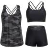 imageHolipick 3 Piece Tankini Swimsuits for Women Tummy Control Bathing Suits Swim Tank Top with Bra Boy Shorts Teen SwimwearCamo