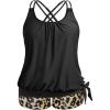 imageHolipick Women Plus Size Two Piece Tankini Swimsuit Tummy Control Bathing Suits Blouson Tankini Top with Boy ShortsBlack Leopard