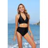 imageHolipick Bathing Suit Bottoms for Women  High Waisted Bikini Bottoms Ruched Tummy Control Swimsuit BottomBlack