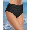 imageHolipick Bathing Suit Bottoms for Women  High Waisted Bikini Bottoms Ruched Tummy Control Swimsuit BottomBlack