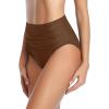 imageHolipick Bathing Suit Bottoms for Women  High Waisted Bikini Bottoms Ruched Tummy Control Swimsuit BottomBrown
