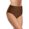 imageHolipick Bathing Suit Bottoms for Women  High Waisted Bikini Bottoms Ruched Tummy Control Swimsuit BottomBrown