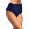 imageHolipick Bathing Suit Bottoms for Women  High Waisted Bikini Bottoms Ruched Tummy Control Swimsuit BottomNavy Blue