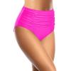 imageHolipick Bathing Suit Bottoms for Women  High Waisted Bikini Bottoms Ruched Tummy Control Swimsuit BottomPink