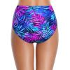 imageHolipick Bathing Suit Bottoms for Women  High Waisted Bikini Bottoms Ruched Tummy Control Swimsuit BottomPurple Leaves
