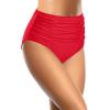 imageHolipick Bathing Suit Bottoms for Women  High Waisted Bikini Bottoms Ruched Tummy Control Swimsuit BottomRed