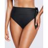 imageHolipick Bathing Suit Bottoms for Women  High Waisted Bikini Bottoms Ruched Tummy Control Swimsuit BottomTie Black