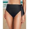 imageHolipick Bathing Suit Bottoms for Women  High Waisted Bikini Bottoms Ruched Tummy Control Swimsuit BottomTie Black