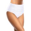 imageHolipick Bathing Suit Bottoms for Women  High Waisted Bikini Bottoms Ruched Tummy Control Swimsuit BottomWhite