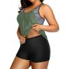 imageHolipick Plus Size Tankini Swimsuit for Women Two Piece Tummy Control Bathing Suit Blouson Racerback Tankini Top with ShortsArmy Green