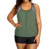 imageHolipick Plus Size Tankini Swimsuit for Women Two Piece Tummy Control Bathing Suit Blouson Racerback Tankini Top with ShortsArmy Green