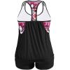 imageHolipick Plus Size Tankini Swimsuit for Women Two Piece Tummy Control Bathing Suit Blouson Racerback Tankini Top with ShortsBlack