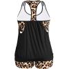 imageHolipick Plus Size Tankini Swimsuit for Women Two Piece Tummy Control Bathing Suit Blouson Racerback Tankini Top with ShortsBlack Leopard