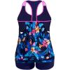 imageHolipick Plus Size Tankini Swimsuit for Women Two Piece Tummy Control Bathing Suit Blouson Racerback Tankini Top with ShortsBlue Floral Pattern