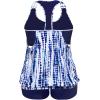 imageHolipick Plus Size Tankini Swimsuit for Women Two Piece Tummy Control Bathing Suit Blouson Racerback Tankini Top with ShortsBlue Tie Dye