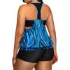 imageHolipick Plus Size Tankini Swimsuit for Women Two Piece Tummy Control Bathing Suit Blouson Racerback Tankini Top with ShortsBlue Wavy Pattern