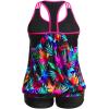 imageHolipick Plus Size Tankini Swimsuit for Women Two Piece Tummy Control Bathing Suit Blouson Racerback Tankini Top with ShortsColorful Leaves