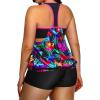 imageHolipick Plus Size Tankini Swimsuit for Women Two Piece Tummy Control Bathing Suit Blouson Racerback Tankini Top with ShortsColorful Leaves