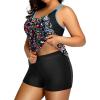imageHolipick Plus Size Tankini Swimsuit for Women Two Piece Tummy Control Bathing Suit Blouson Racerback Tankini Top with ShortsColorful Paisley