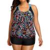 imageHolipick Plus Size Tankini Swimsuit for Women Two Piece Tummy Control Bathing Suit Blouson Racerback Tankini Top with ShortsColorful Paisley