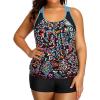 imageHolipick Plus Size Tankini Swimsuit for Women Two Piece Tummy Control Bathing Suit Blouson Racerback Tankini Top with ShortsColorful Paisley