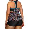 imageHolipick Plus Size Tankini Swimsuit for Women Two Piece Tummy Control Bathing Suit Blouson Racerback Tankini Top with ShortsColorful Paisley