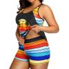 imageHolipick Plus Size Tankini Swimsuit for Women Two Piece Tummy Control Bathing Suit Blouson Racerback Tankini Top with ShortsColorful Palm Tree
