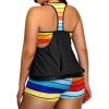 imageHolipick Plus Size Tankini Swimsuit for Women Two Piece Tummy Control Bathing Suit Blouson Racerback Tankini Top with ShortsColorful Palm Tree