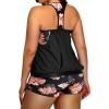 imageHolipick Plus Size Tankini Swimsuit for Women Two Piece Tummy Control Bathing Suit Blouson Racerback Tankini Top with ShortsFloral Print
