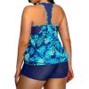 imageHolipick Plus Size Tankini Swimsuit for Women Two Piece Tummy Control Bathing Suit Blouson Racerback Tankini Top with ShortsGreen Leaves