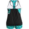 imageHolipick Plus Size Tankini Swimsuit for Women Two Piece Tummy Control Bathing Suit Blouson Racerback Tankini Top with ShortsGreen Paisley