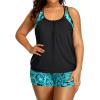 imageHolipick Plus Size Tankini Swimsuit for Women Two Piece Tummy Control Bathing Suit Blouson Racerback Tankini Top with ShortsGreen Paisley