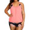 imageHolipick Plus Size Tankini Swimsuit for Women Two Piece Tummy Control Bathing Suit Blouson Racerback Tankini Top with ShortsOrange Floral