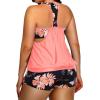 imageHolipick Plus Size Tankini Swimsuit for Women Two Piece Tummy Control Bathing Suit Blouson Racerback Tankini Top with ShortsOrange Floral