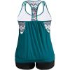 imageHolipick Plus Size Tankini Swimsuit for Women Two Piece Tummy Control Bathing Suit Blouson Racerback Tankini Top with ShortsPeacock Blue