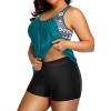 imageHolipick Plus Size Tankini Swimsuit for Women Two Piece Tummy Control Bathing Suit Blouson Racerback Tankini Top with ShortsPeacock Blue