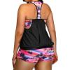 imageHolipick Plus Size Tankini Swimsuit for Women Two Piece Tummy Control Bathing Suit Blouson Racerback Tankini Top with ShortsPink Coconut Tree