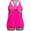 imageHolipick Plus Size Tankini Swimsuit for Women Two Piece Tummy Control Bathing Suit Blouson Racerback Tankini Top with ShortsPink Floral