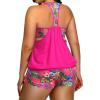 imageHolipick Plus Size Tankini Swimsuit for Women Two Piece Tummy Control Bathing Suit Blouson Racerback Tankini Top with ShortsPink Floral