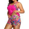 imageHolipick Plus Size Tankini Swimsuit for Women Two Piece Tummy Control Bathing Suit Blouson Racerback Tankini Top with ShortsPink Floral